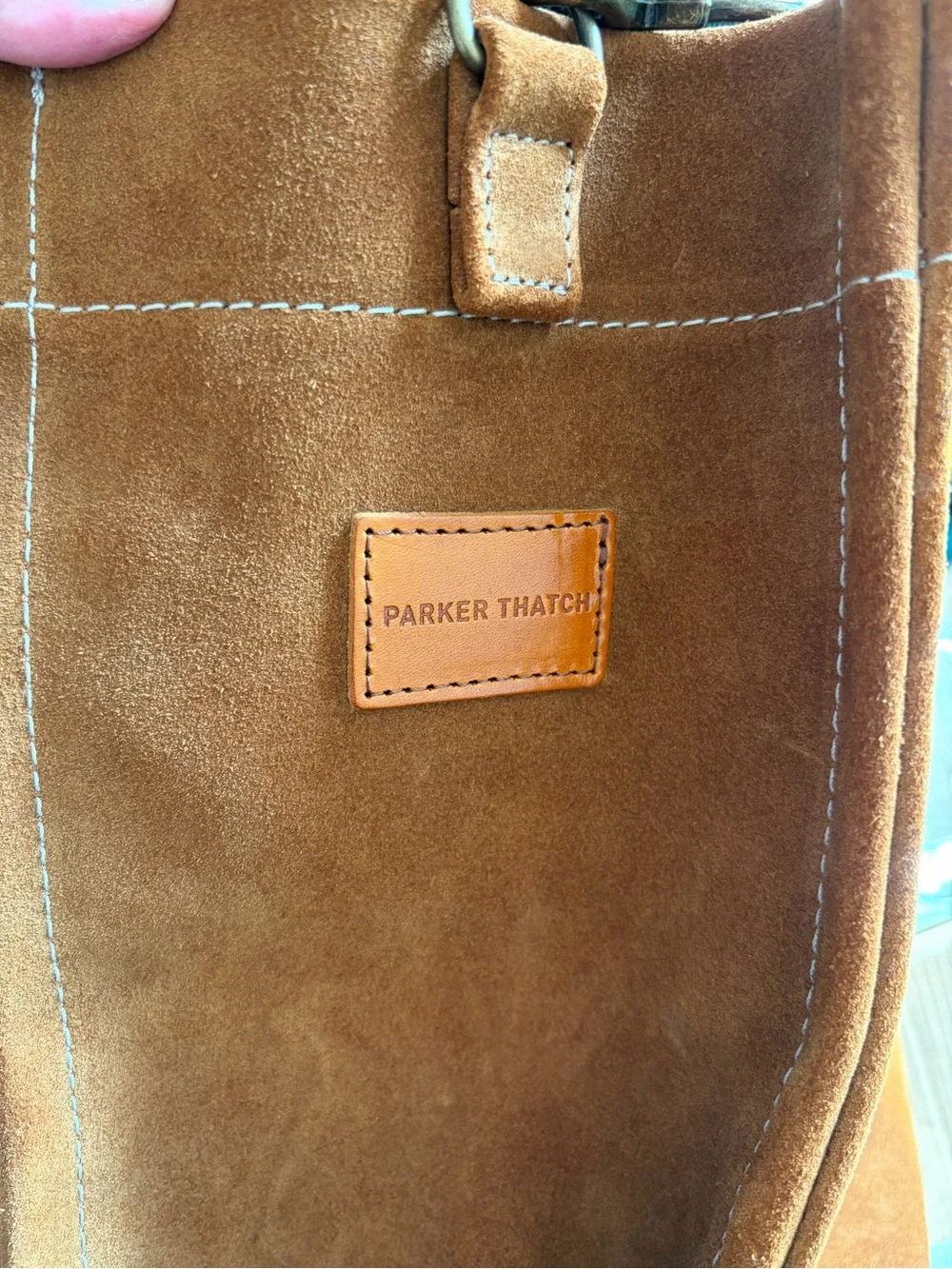 Parker Thatch Medium Suede Tote in Chestnut - Picture 4 of 7